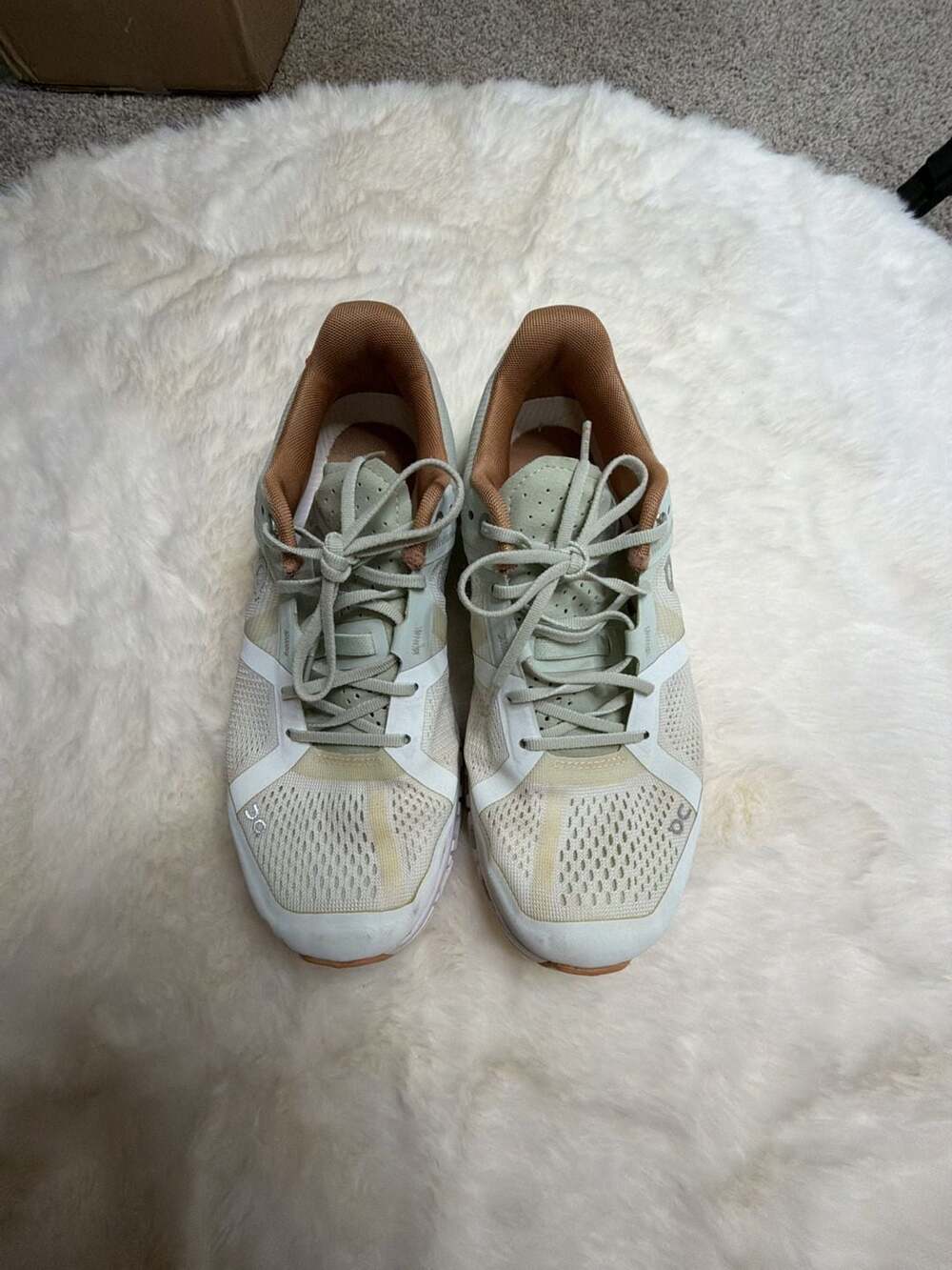On Running Cloud X Women's Size 7.5 Running Shoes Green Tan